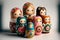 Colorful matrioshka dolls. Generative AI