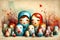 Colorful Matryoshka Dolls Family