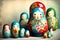 Colorful Matryoshka Dolls Family