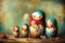 Colorful Matryoshka Dolls Family