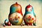 Colorful Matryoshka Dolls Family