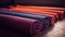 Colorful mats stacked for indoor yoga practice generated by AI