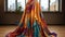 Colorful Maxi Skirt With Elaborate Drapery And Fine Feather Details
