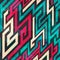 Colorful maze seamless pattern with grunge effect