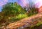 Colorful meadow,landscape illustration