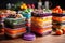 colorful meal prep containers stacked neatly