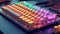Colorful mechanical keyboard. Generative AI