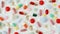 Colorful medical Pills rotating closeup on white background. Pills, Vitamins and drugs. Pharmaceutical Industry. The