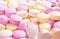 Colorful medicine pills and drugs in close up. Different kinds of multicolored pills. Assorted pills in medicine. Pharmaceutical m