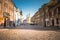 Colorful medieval buildings at the iconic old town of Warsaw, Poland.