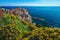 Colorful mediterranean flowers on the hill, Manarola, Cinque Terre, Italy