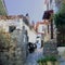Colorful Mediterrannean street in Marmaris Town, white houses of Marmaris, old mediterranean houses