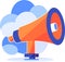 colorful megaphone for advertising in UX UI flat style