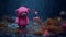 Colorful Melancholy: Pink Teddy Bear In Rain