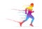 Colorful men`s sprint running flat