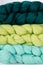 Colorful merino scarfs, close up