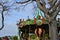 Colorful Merry-go-round in a park in Lisbon at Christmas