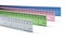 Colorful Metal Rulers on White Tabletop
