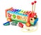 Colorful metallophone or xylophone car - musical and developing toy. Development of fine motor skills of hands and