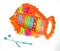 Colorful metallophone or xylophone in form of fish- musical and developing toy. Development of fine motor skills of