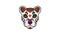 Colorful Mexican dog skull animation on white background