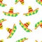 Colorful Mexican sombrero vector seamless pattern