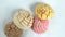 Colorful Mexican sweet bread on a white table