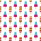 Colorful milk ice cream and fruit ice cream on white background. Seamless pattern summer ice cream background.