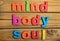 Colorful Mind Body Soul word