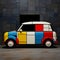 Colorful Mini Car: A Modern Tribute To Mondrian\\\'s Minimalistic Abstraction