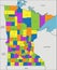 Colorful Minnesota political map with clearly labeled, separated layers.