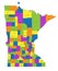 Colorful Minnesota political map with clearly labeled, separated layers.