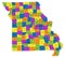 Colorful Missouri political map with clearly labeled, separated layers.