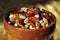 Colorful Mixed Beans in Wooden Bowl