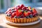 Colorful Mixed Berry Tart on White Plate