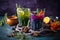 colorful mocktail with fruits, herbs and spices