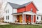 colorful modern farmhouse exterior with pops of color and geometric patterns