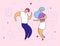 Colorful modern flat cartoon characters dancing,listening to music at home party,dating,hand drawn style.Flat small