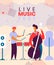 Colorful modern flat characters musical band,stylish album cover,jazz,rock,blues banner flyer concept.Character people playing