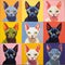 Colorful Modernist Cat Portraits: Dynamic Symmetry And Bold Chromaticity