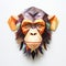 Colorful Moebius Chimpanzee Head Sculpture On White Surface