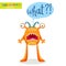 Colorful Monster For Different Emotions. Funny Character With Speech Bubble What?