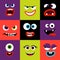 Colorful monster faces set