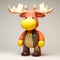 Colorful Moose Figurine: High Quality Wood Sculpture With Vibrant Colors