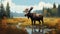 Colorful Moose Painting In 2d Game Art Style