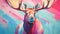 Colorful Moose Painting With Bold Antlers - Artgerm Style