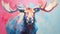 Colorful Moose Painting With Elegant And Emotive Faces