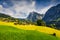 Colorful morning view of Grindelwald village valley from cablewa