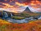 Colorful morning view of popular tourast destination - Kirkjufellsfoss Waterfall.