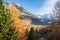 Colorful Morteratsch valley, Switzerland in autumn